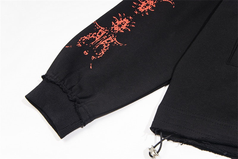 STARRVAINT Gothic Dragon Graphic Zip-Up Hoodie
