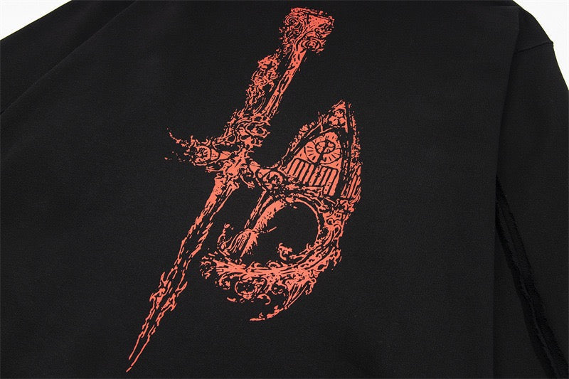 STARRVAINT Gothic Dragon Graphic Zip-Up Hoodie