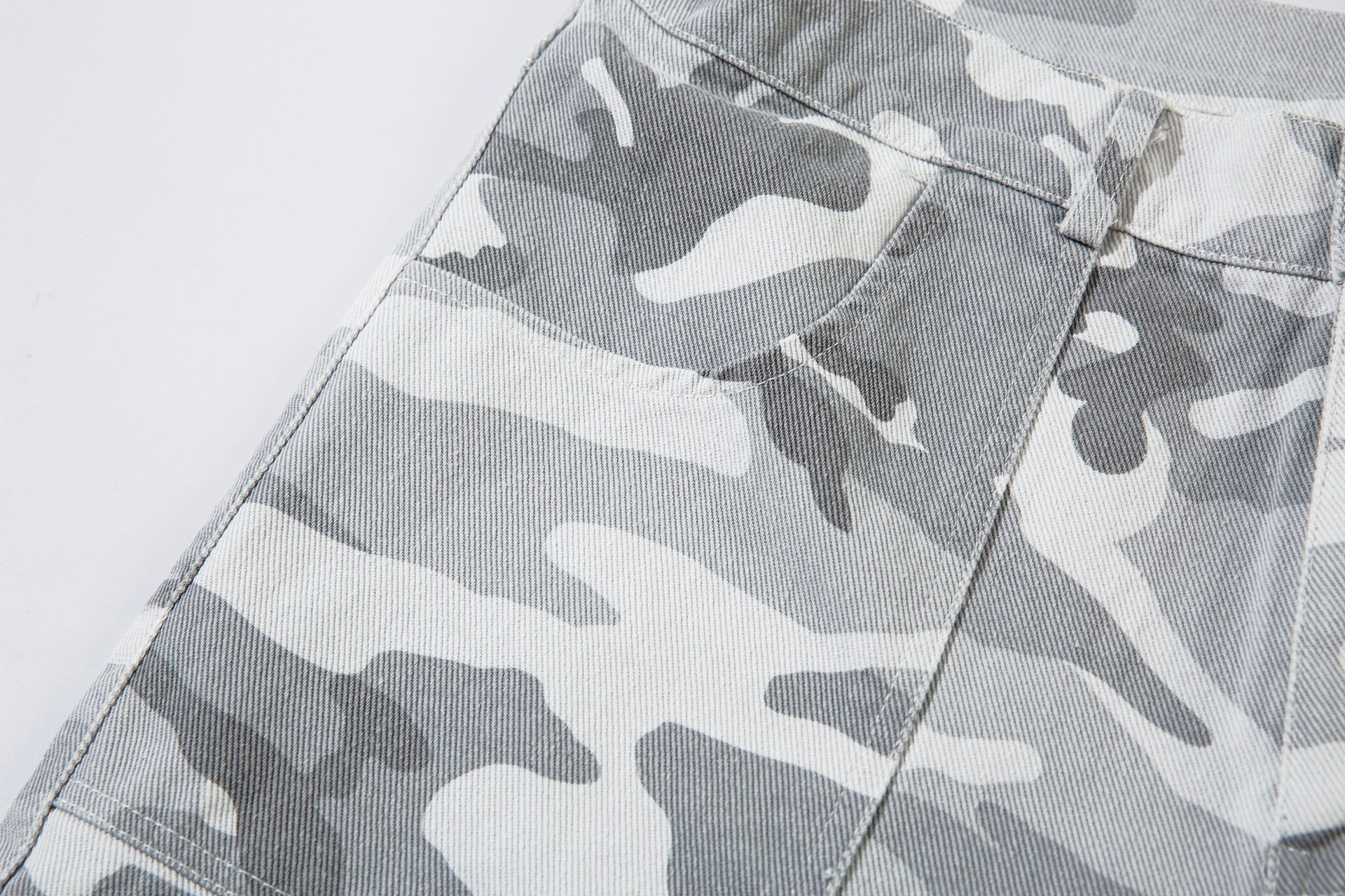 STARRVAINT Grey Camo Cargo Wide-Leg Pants