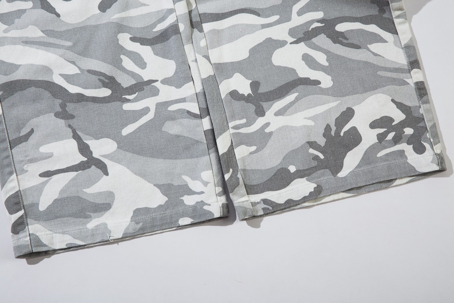 STARRVAINT Grey Camo Cargo Wide-Leg Pants