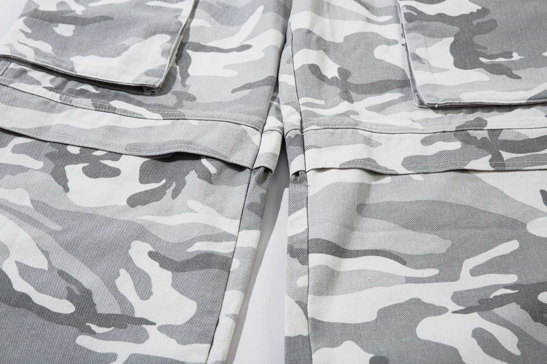 STARRVAINT Grey Camo Cargo Wide-Leg Pants