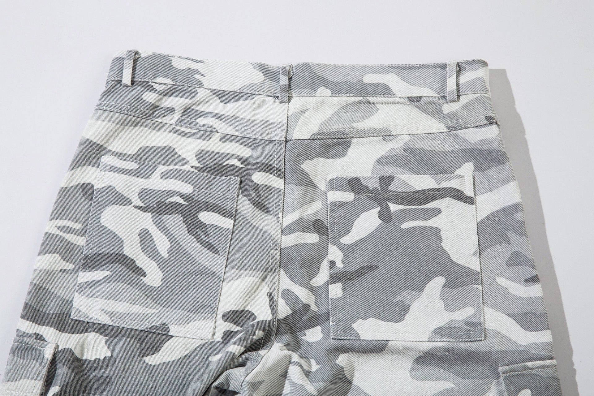 STARRVAINT Grey Camo Cargo Wide-Leg Pants