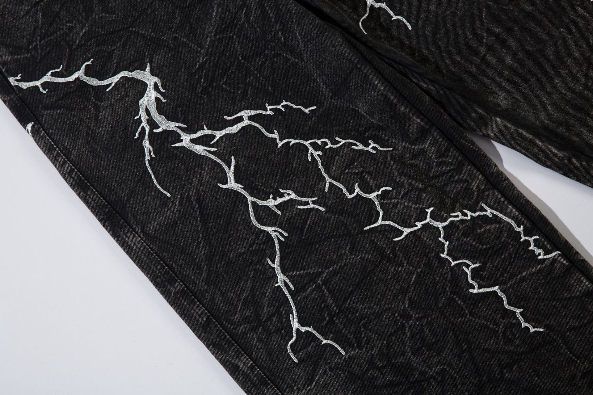 STARRVAINT Crinkle Lightning Wide-Leg Jeans