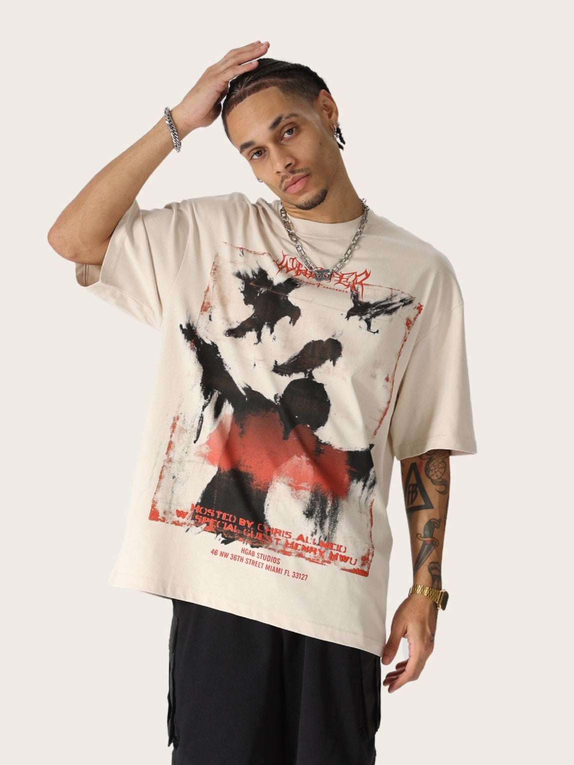 STARRVAINT Distressed Raven Graphic Tee