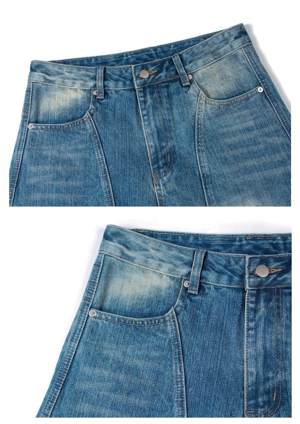 STARRVAINT Washed Wide-Leg Denim Pants