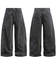 STARRVAINT Washed Wide-Leg Cotton Denim Pants
