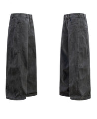 STARRVAINT Washed Wide-Leg Cotton Denim Pants