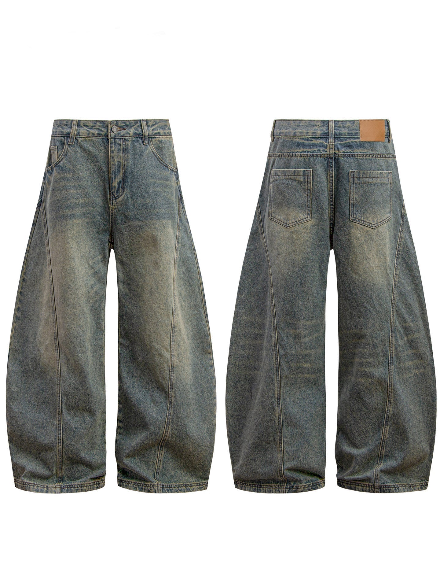 STARRVAINT Washed Wide-Leg Denim Pants