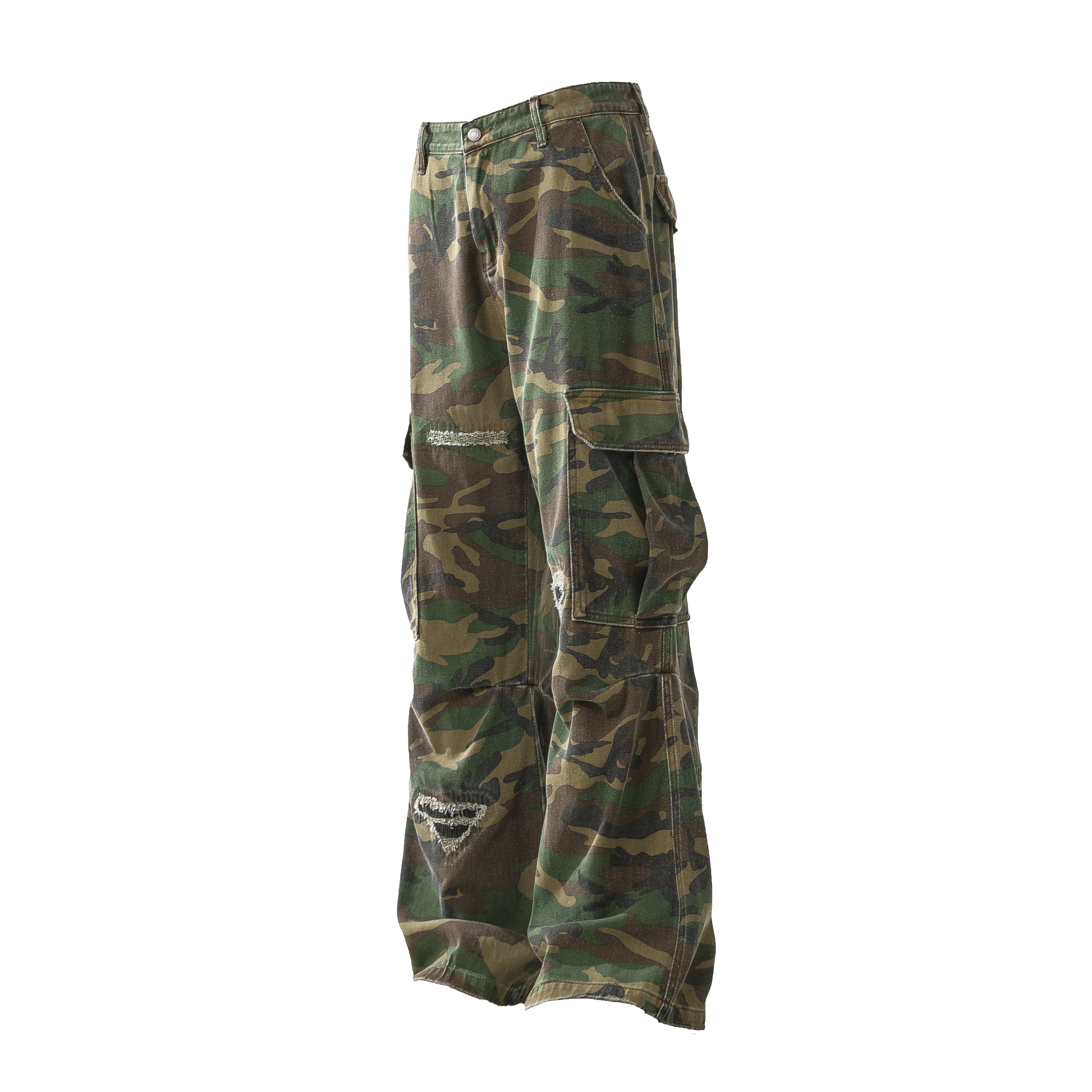 STARRVAINT Distressed Camo Cargo Pants