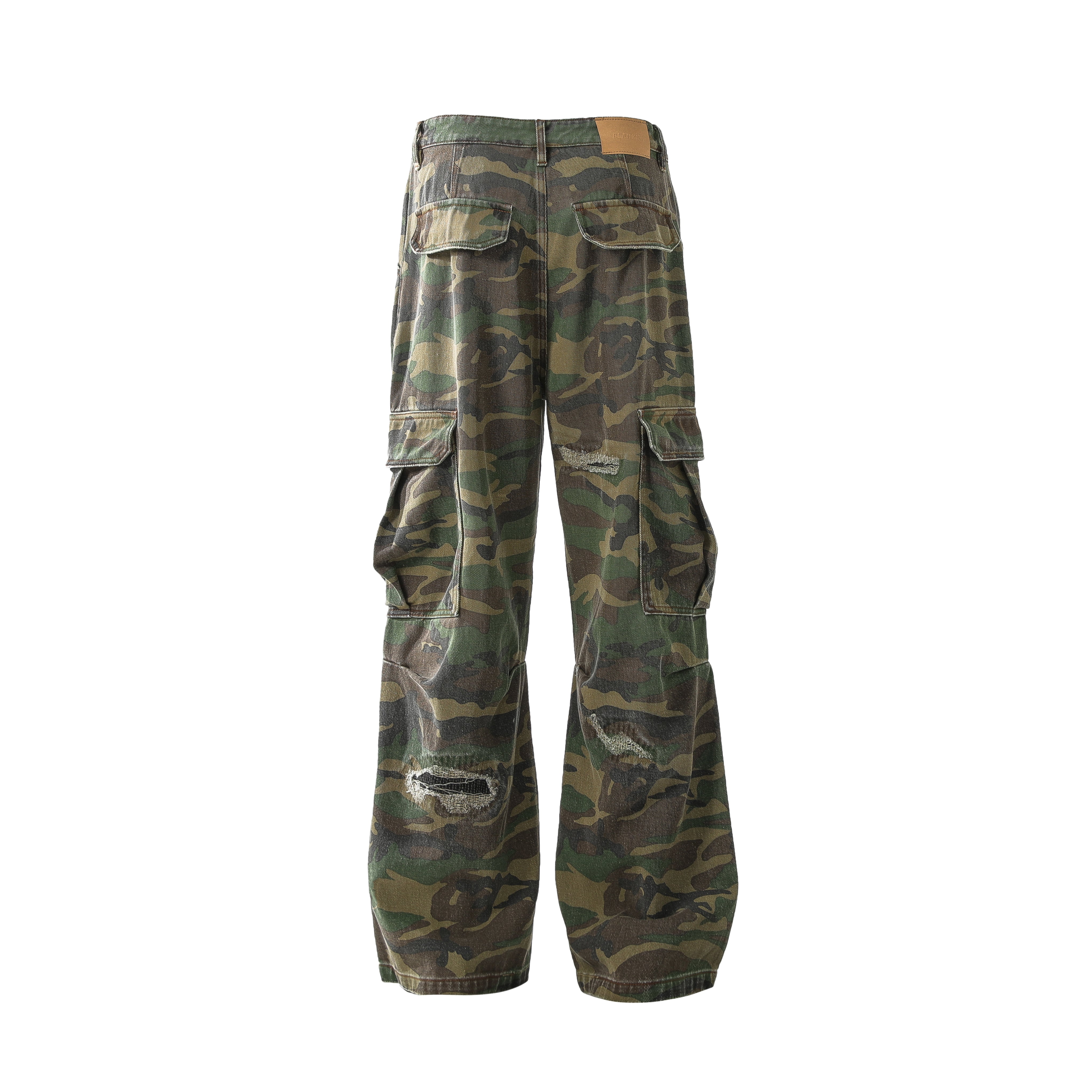 STARRVAINT Distressed Camo Cargo Pants