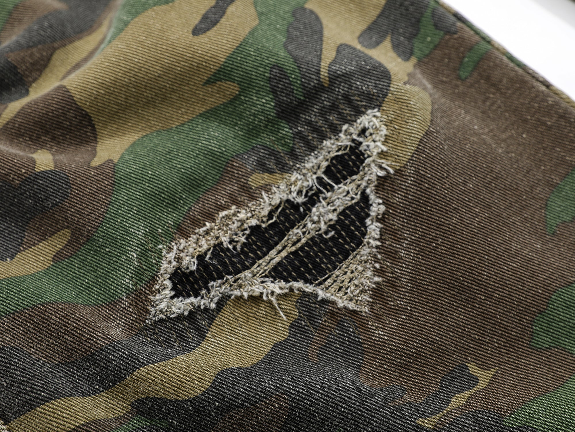 STARRVAINT Distressed Camo Cargo Pants