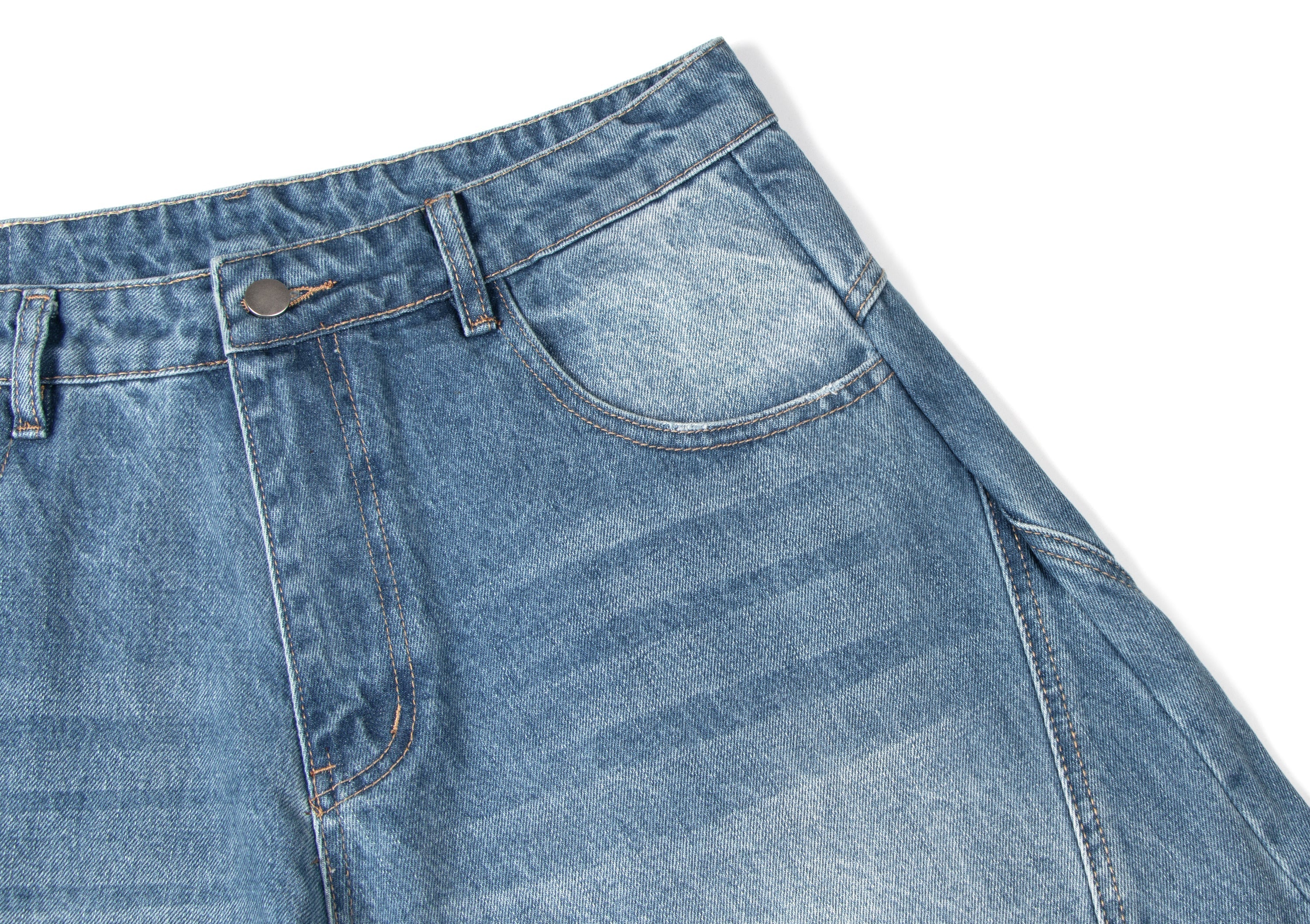 STARRVAINT Distressed Panel Wide-Leg Denim Pants