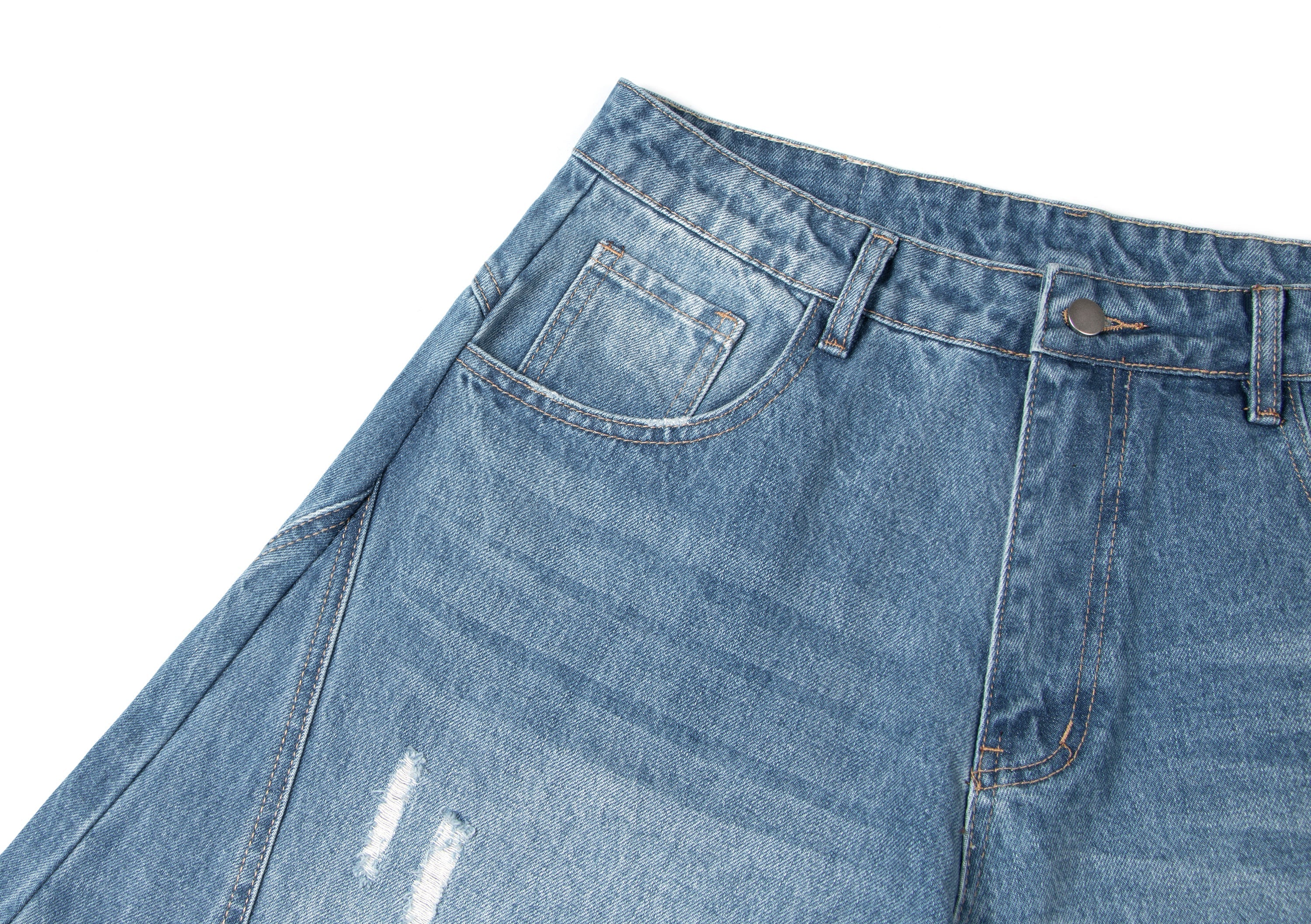 STARRVAINT Distressed Panel Wide-Leg Denim Pants
