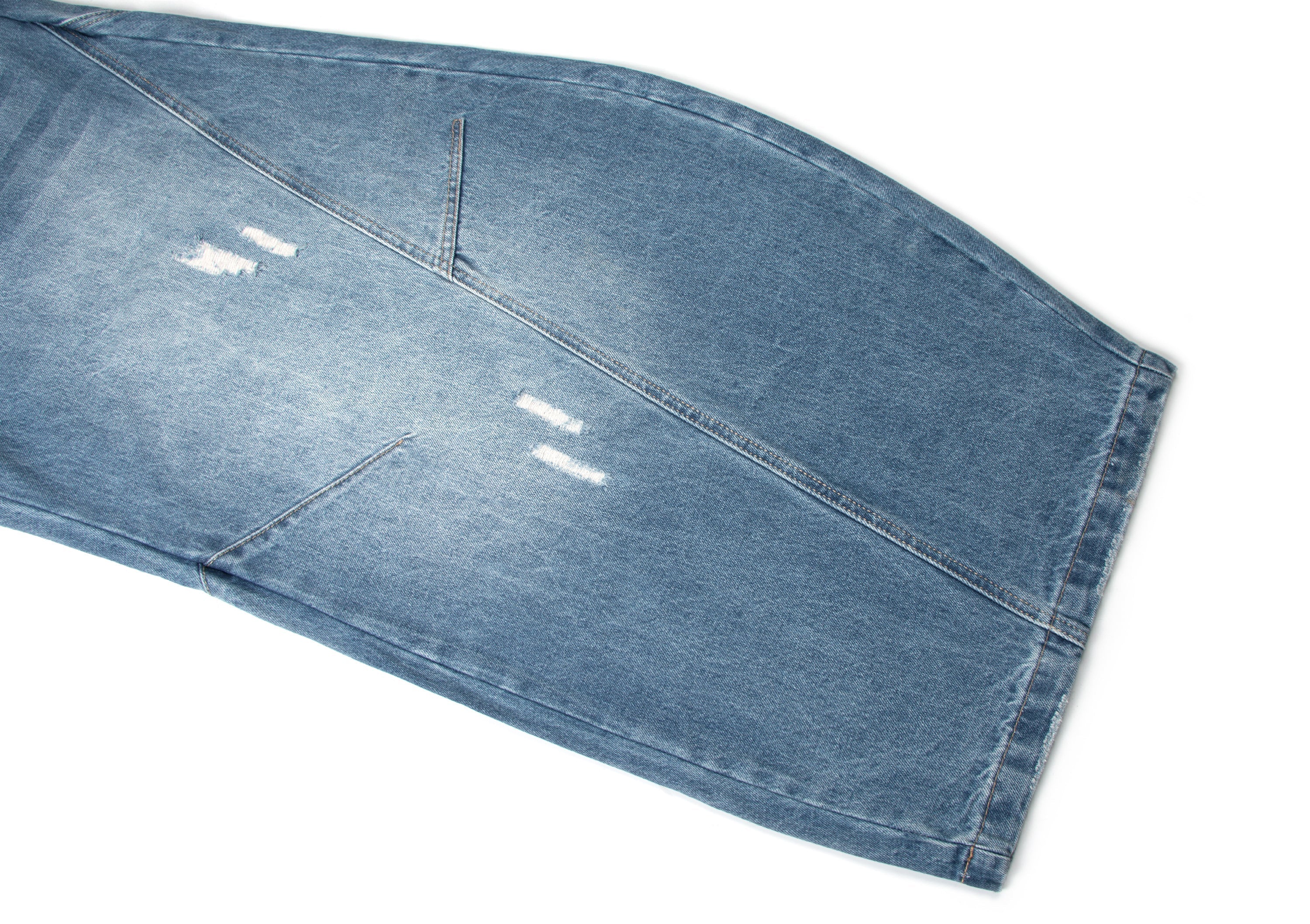 STARRVAINT Distressed Panel Wide-Leg Denim Pants