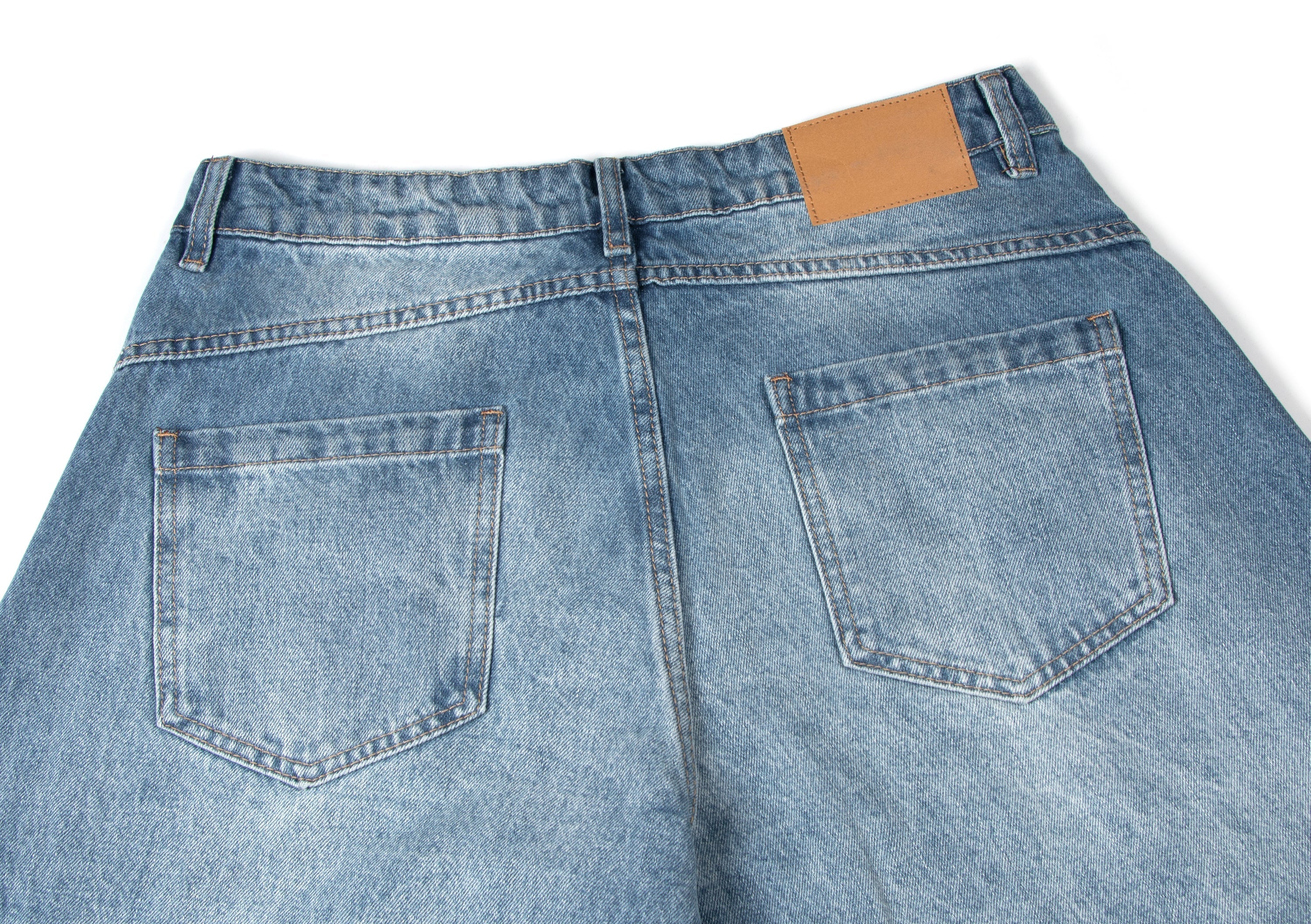 STARRVAINT Distressed Panel Wide-Leg Denim Pants