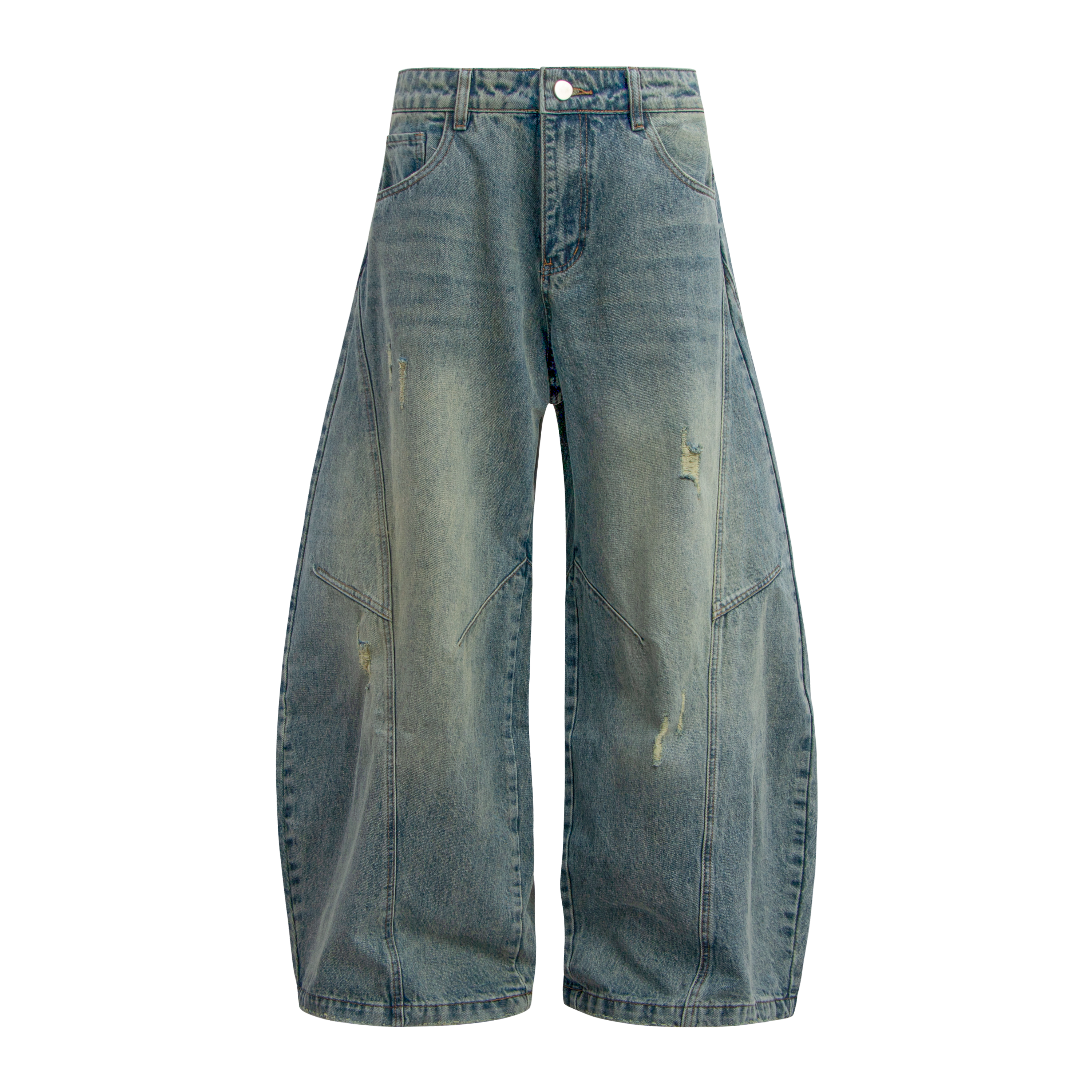 STARRVAINT Distressed Panel Wide-Leg Denim Pants