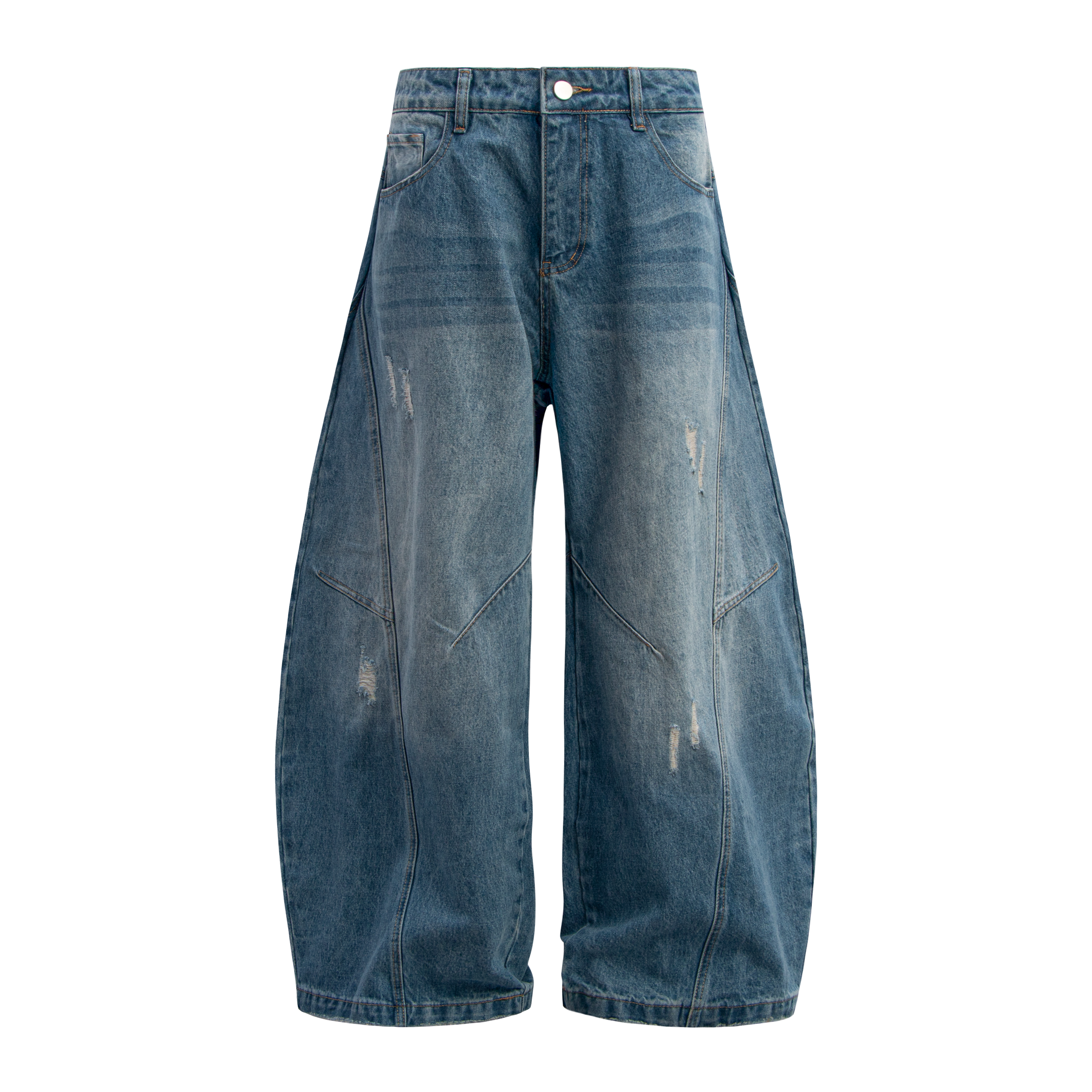 STARRVAINT Distressed Panel Wide-Leg Denim Pants