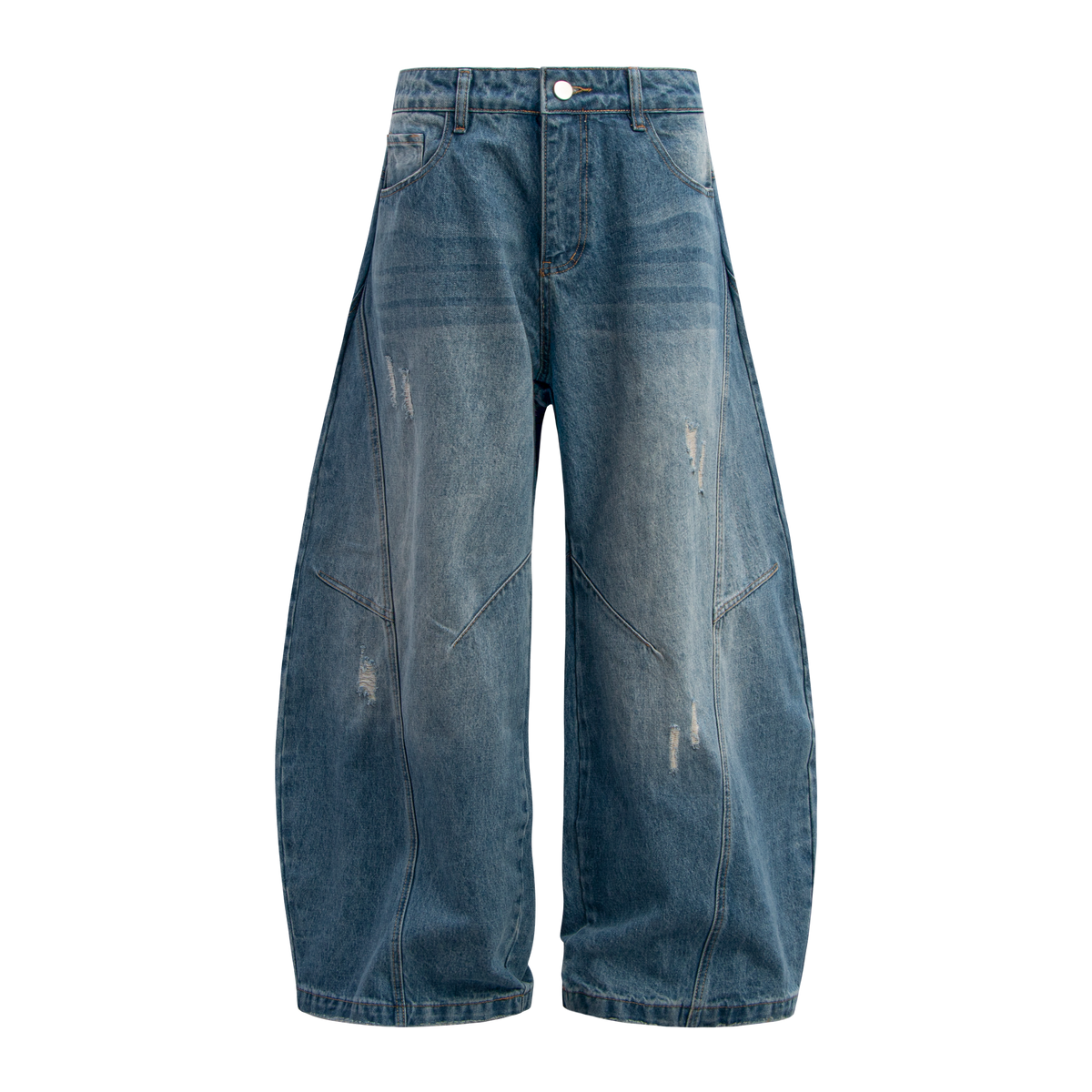 STARRVAINT Distressed Panel Wide-Leg Denim Pants