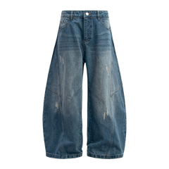 STARRVAINT Distressed Panel Wide-Leg Denim Pants