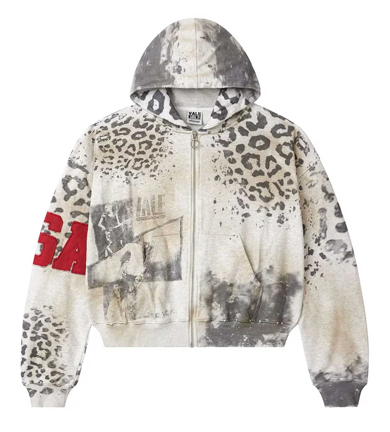 Vale Forever Cheetah Zip Up Hoodie Grey
