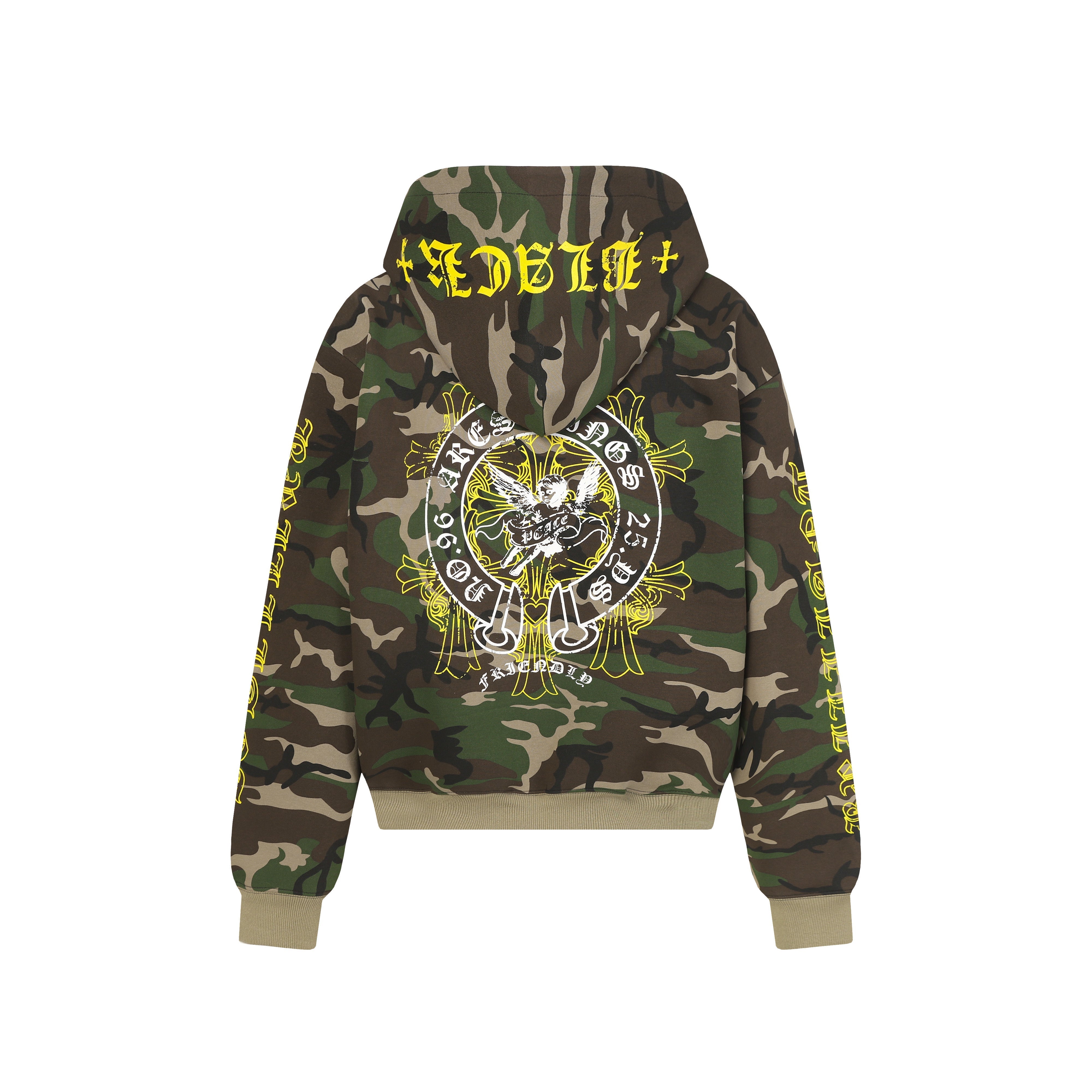 STARRVAINT Camo Angel Graphic Zip Hoodie