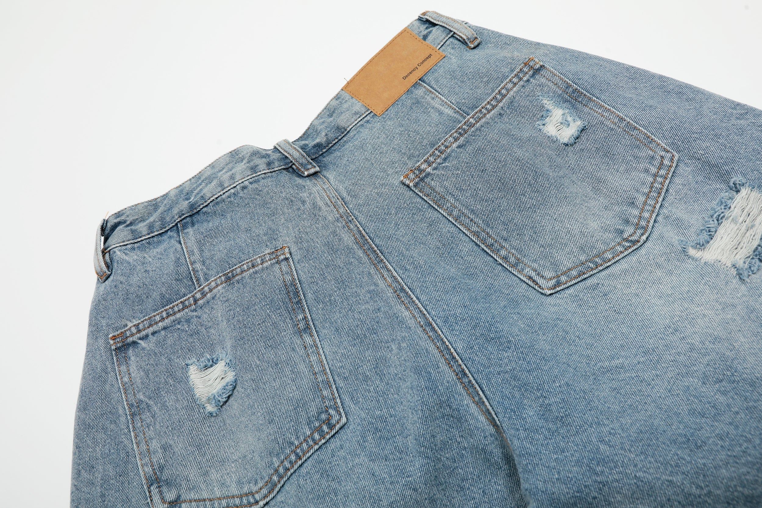 STARRVAINT Destroyed Fringe Denim Shorts