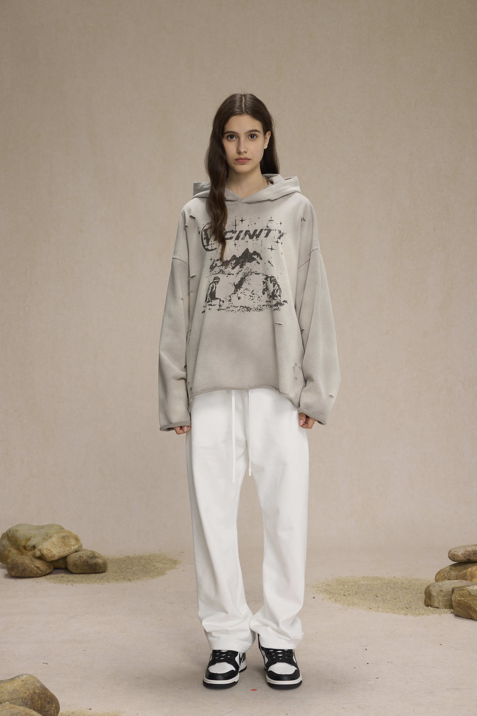 STARRVAINT Graphic Distressed Hoodie