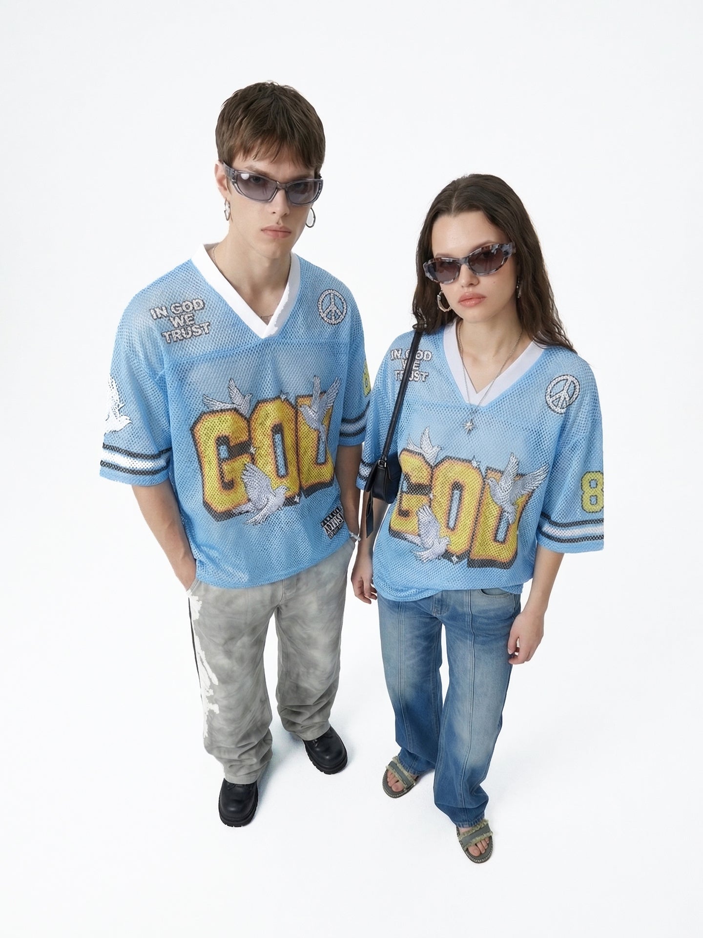 STARRVAINT “God We Trust” Mesh Jersey T-Shirt