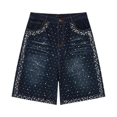 STARRVAINT Pearl Studded Denim Shorts