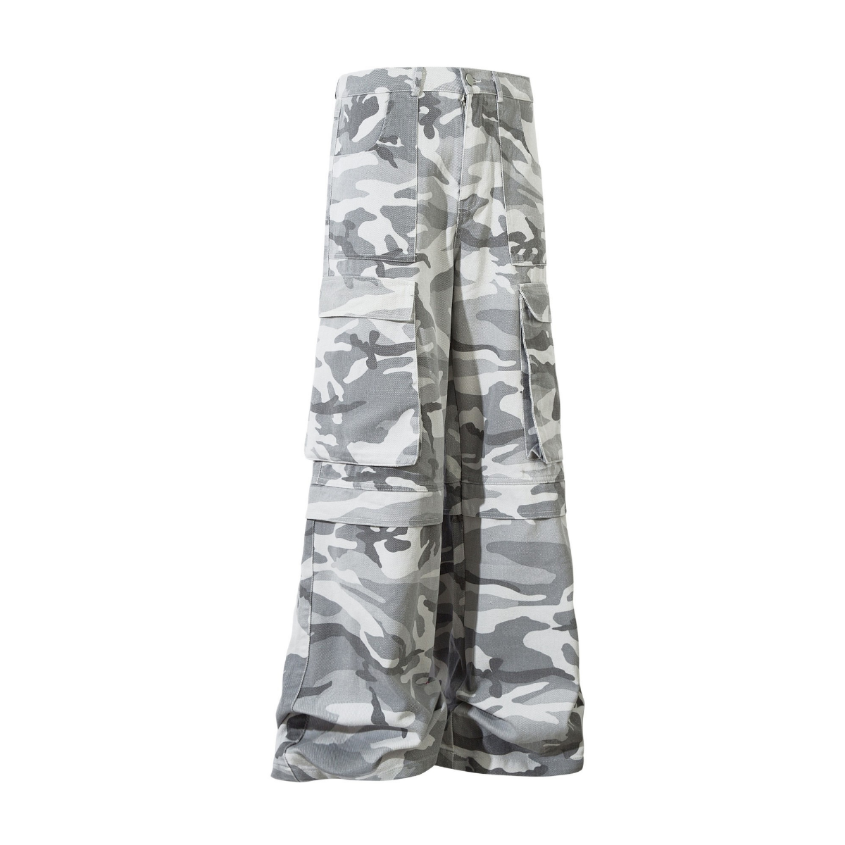 STARRVAINT Grey Camo Cargo Wide-Leg Pants
