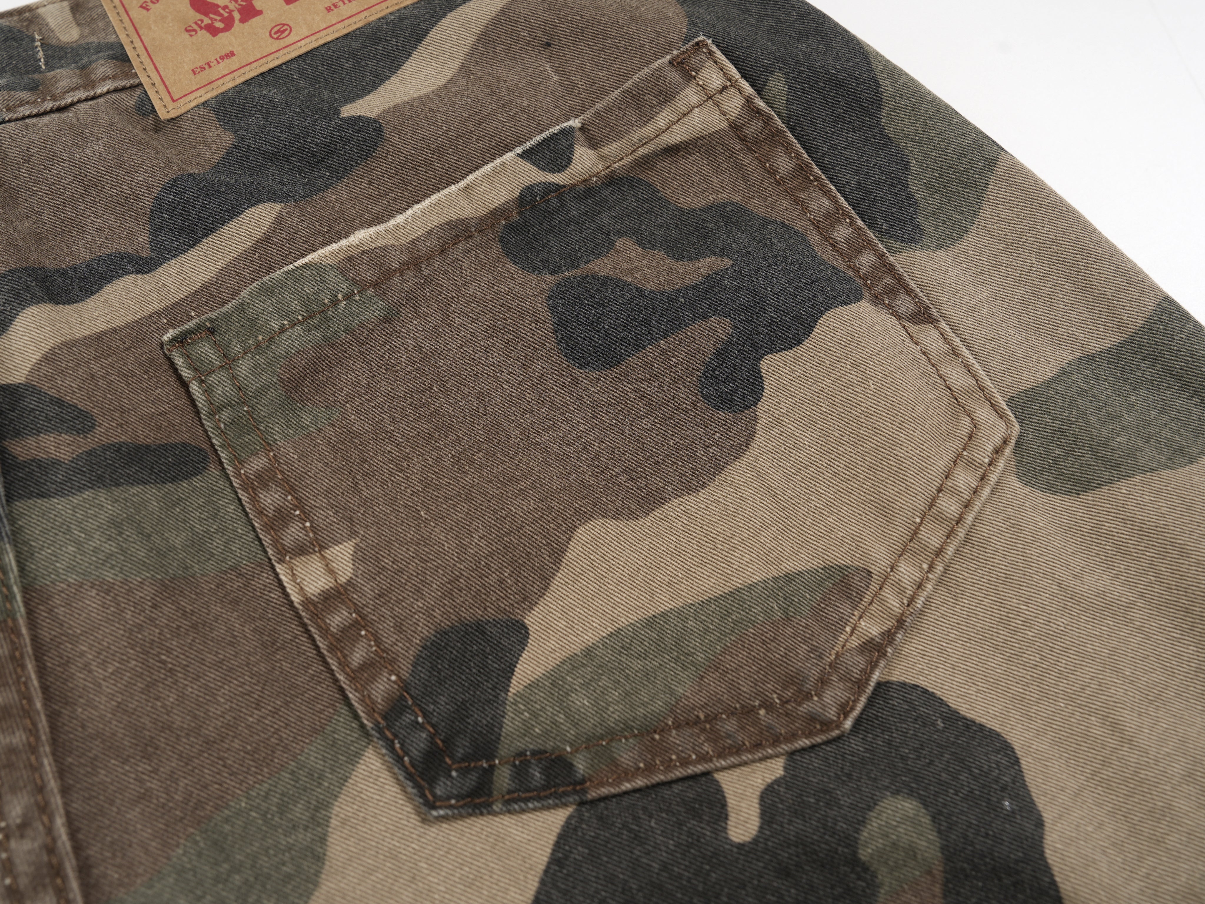 STARRVAINT Distressed Camo Cargo Shorts