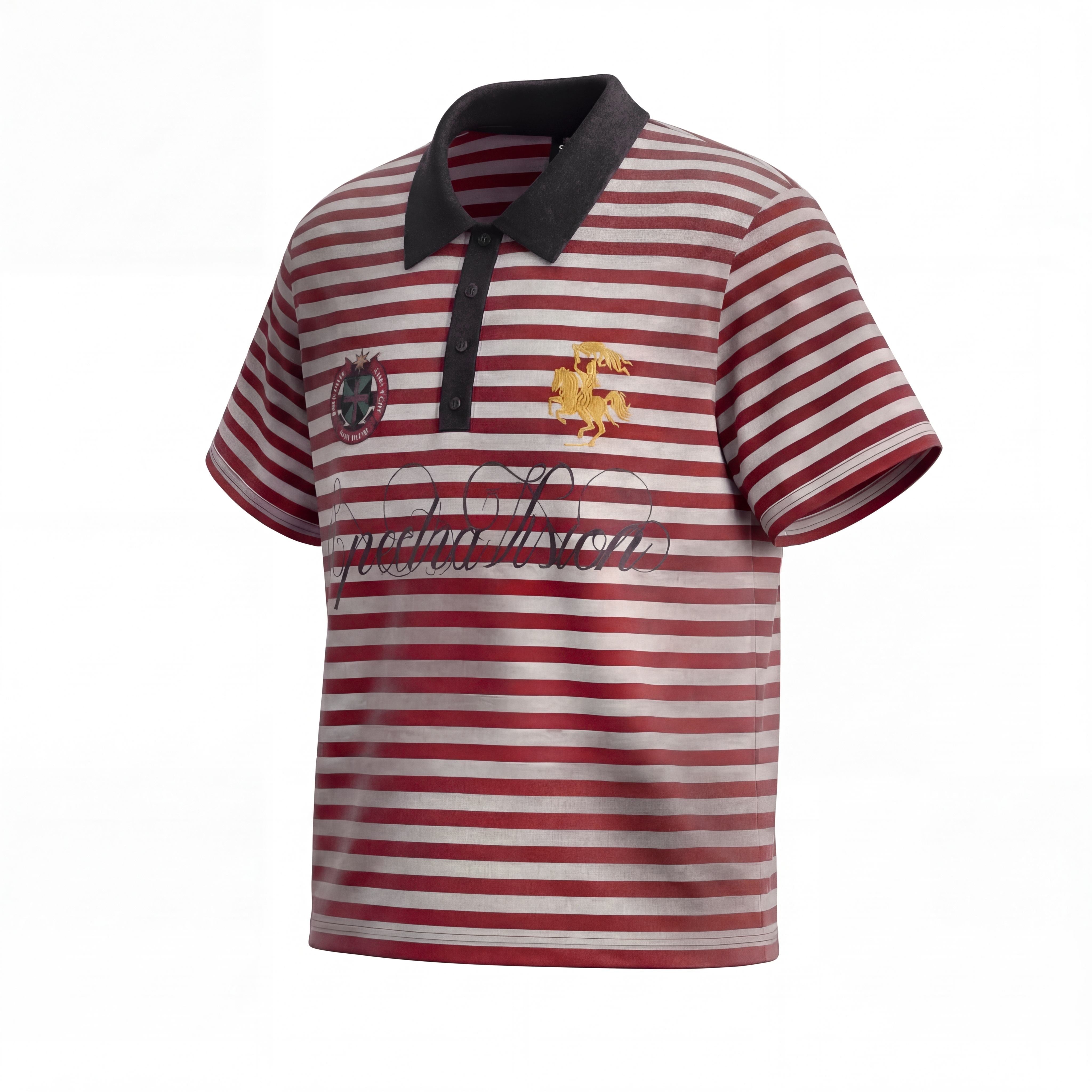 STARRVAINT “Stripe Crest Polo Tee”