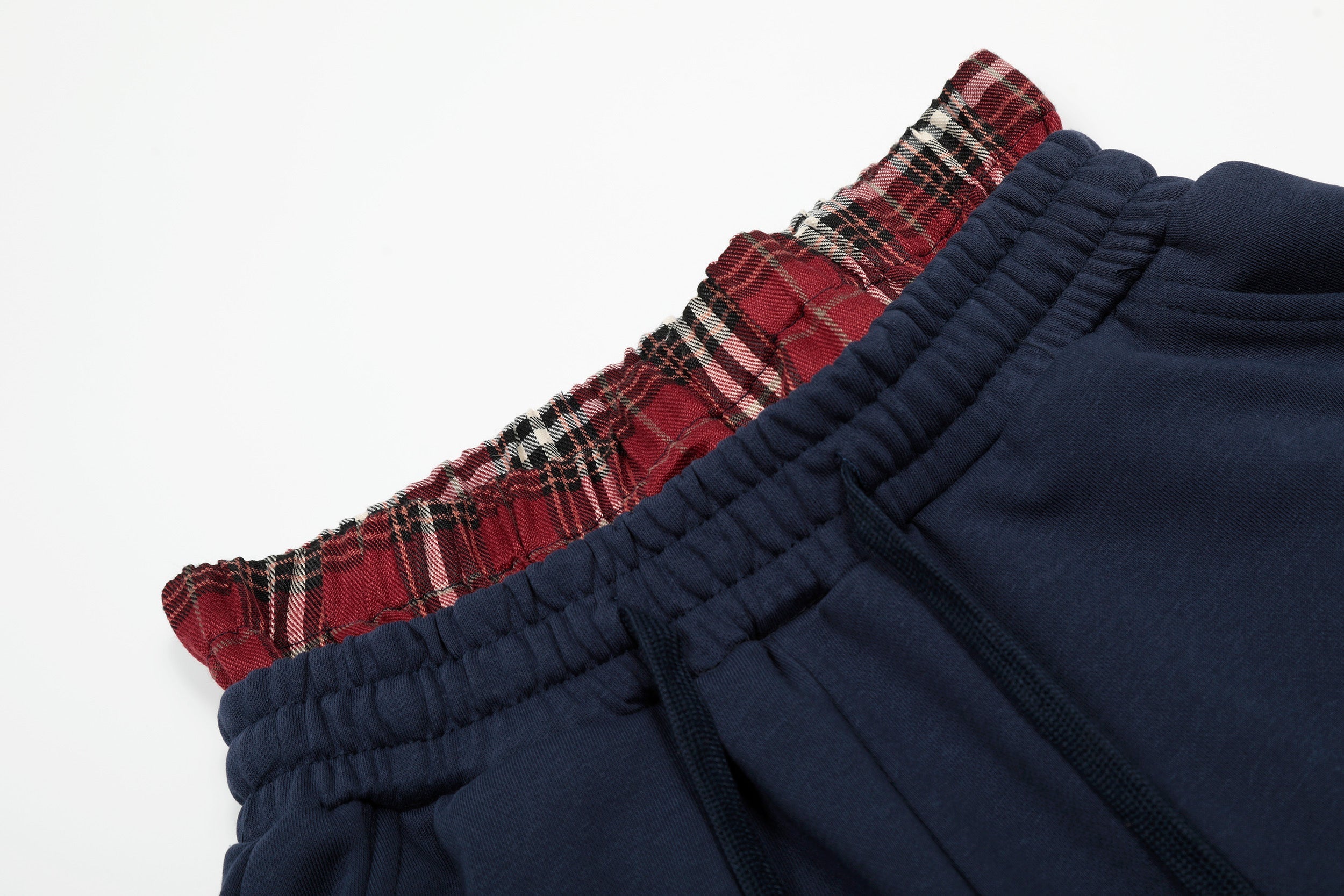 STARRVAINT Plaid-Waist Logo Shorts