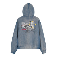 STARRVAINT Vintage Graphic Zip-Up Hoodie