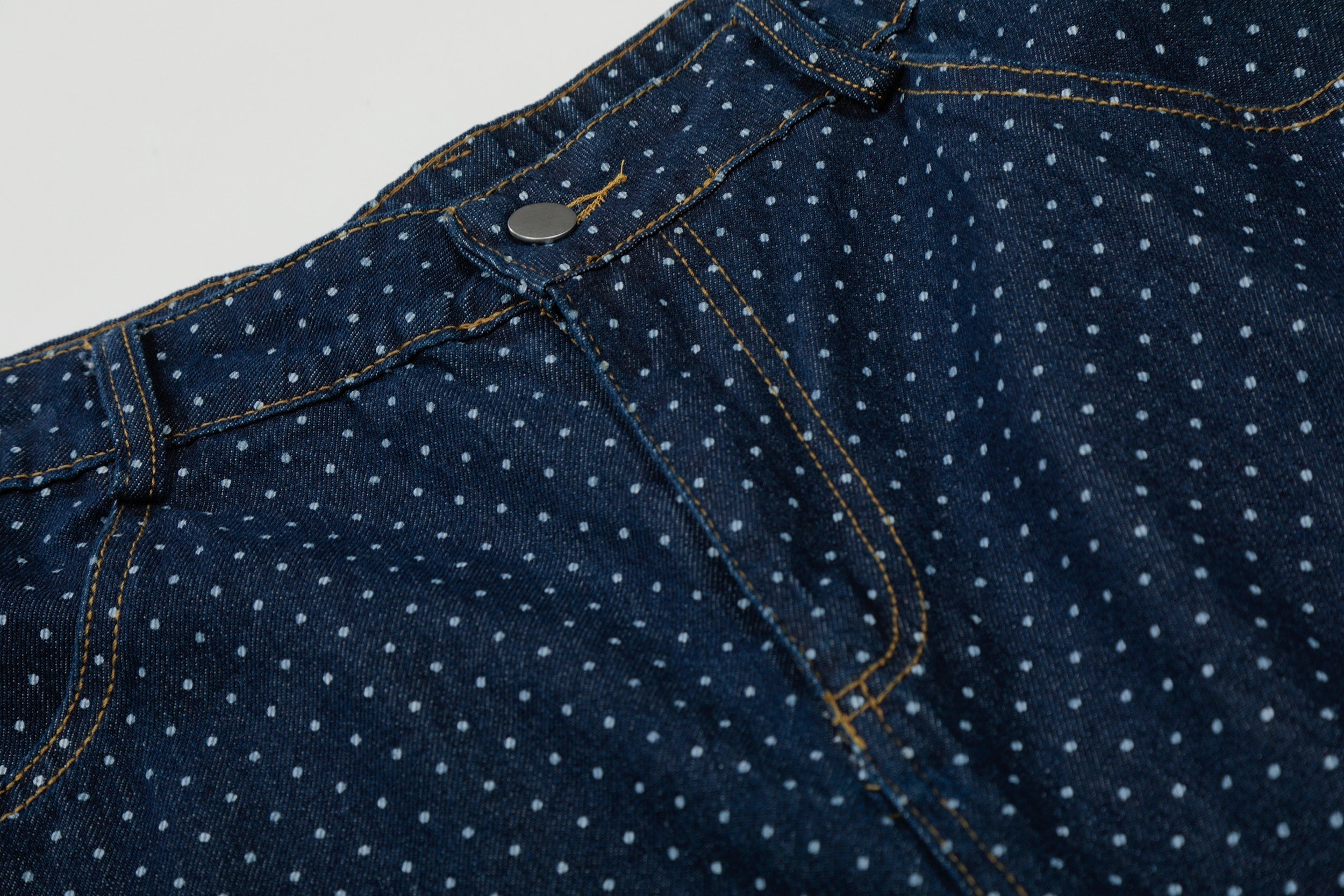 STARRVAINT Polka Dot Denim Cargo Shorts