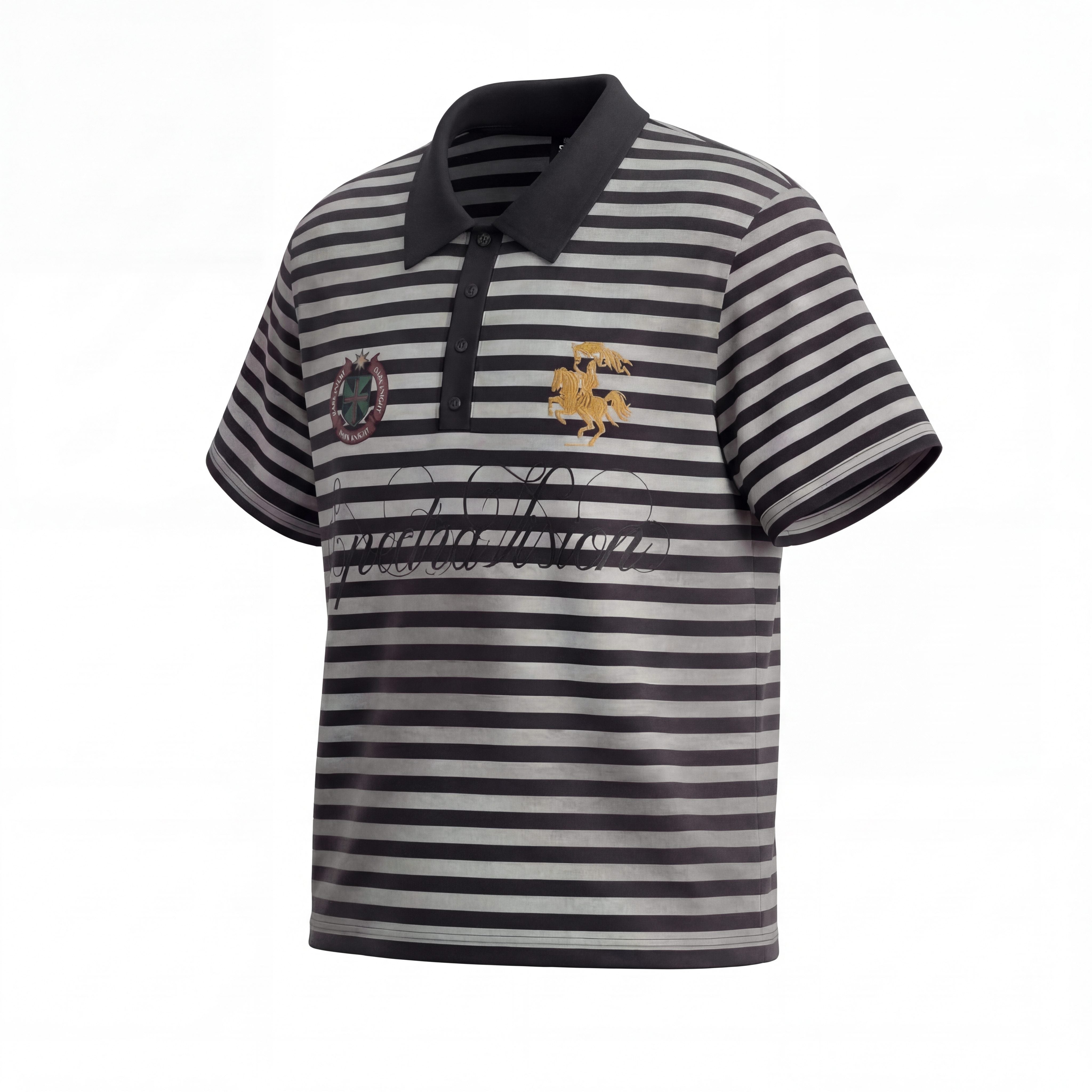 STARRVAINT “Stripe Crest Polo Tee”