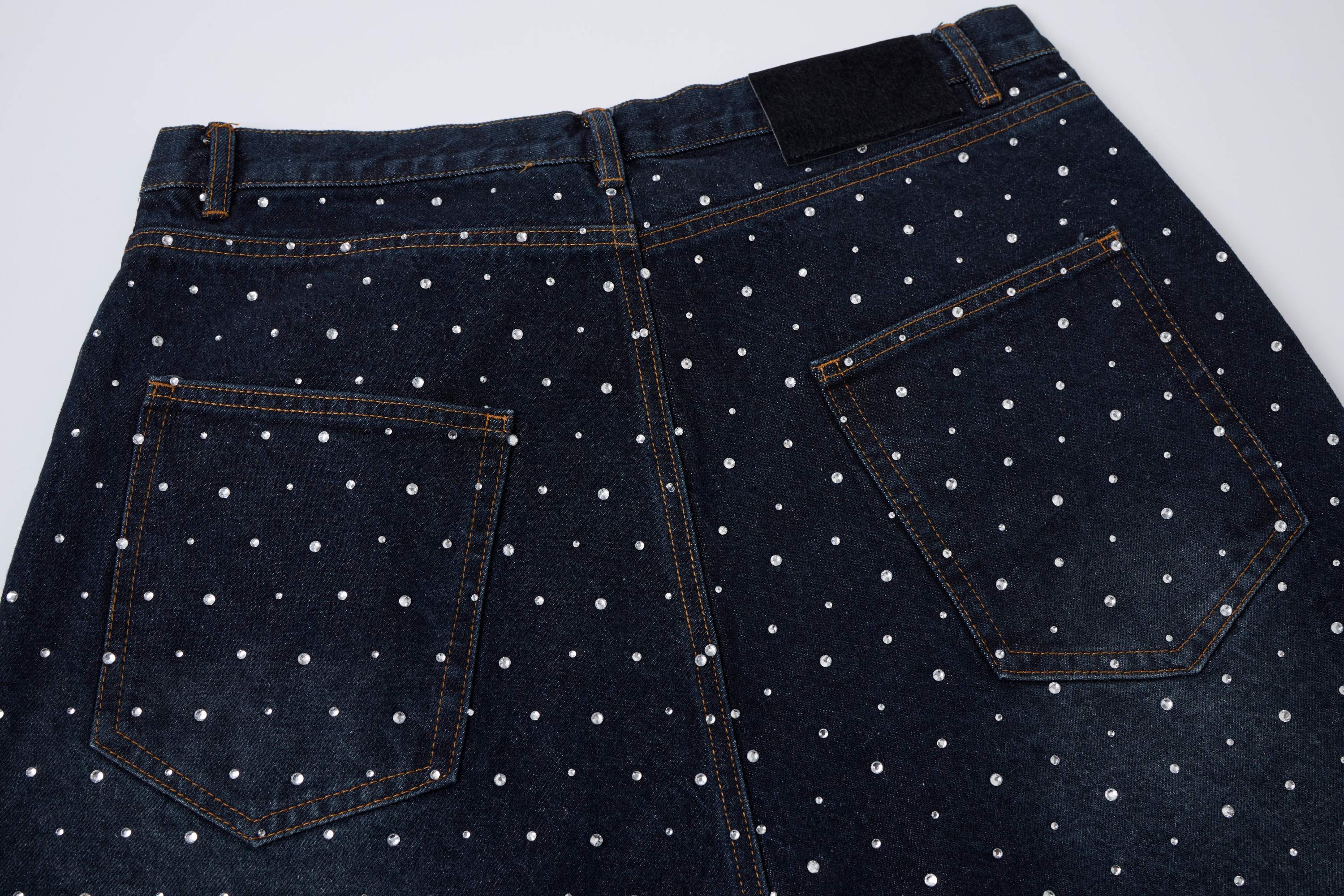 STARRVAINT Pearl Studded Denim Shorts