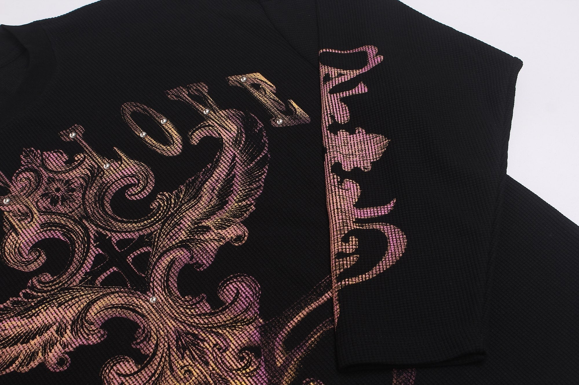 STARRVAINT Gothic Cross Waffle Long Sleeve