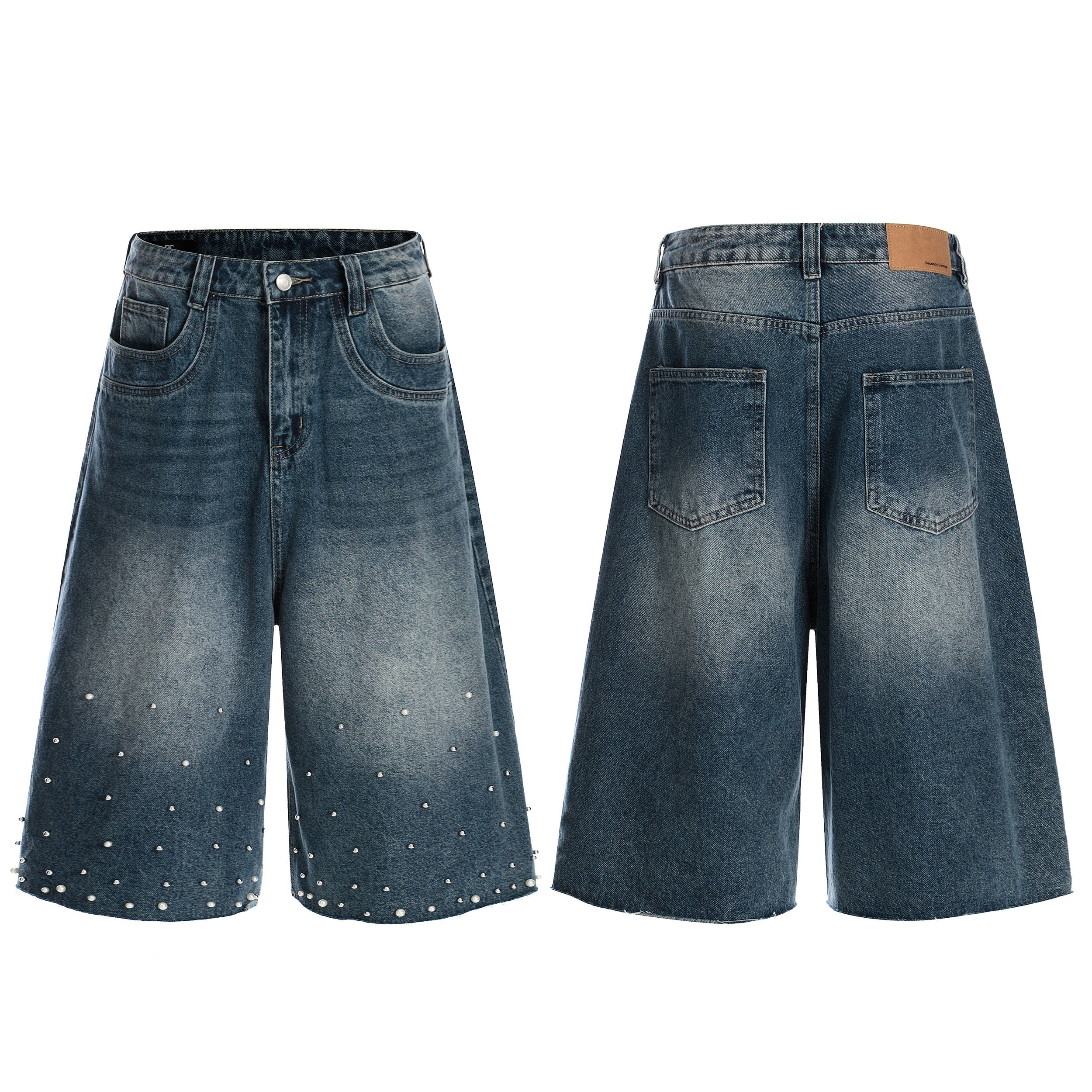 STARRVAINT Studded Denim Shorts