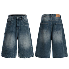STARRVAINT Studded Denim Shorts