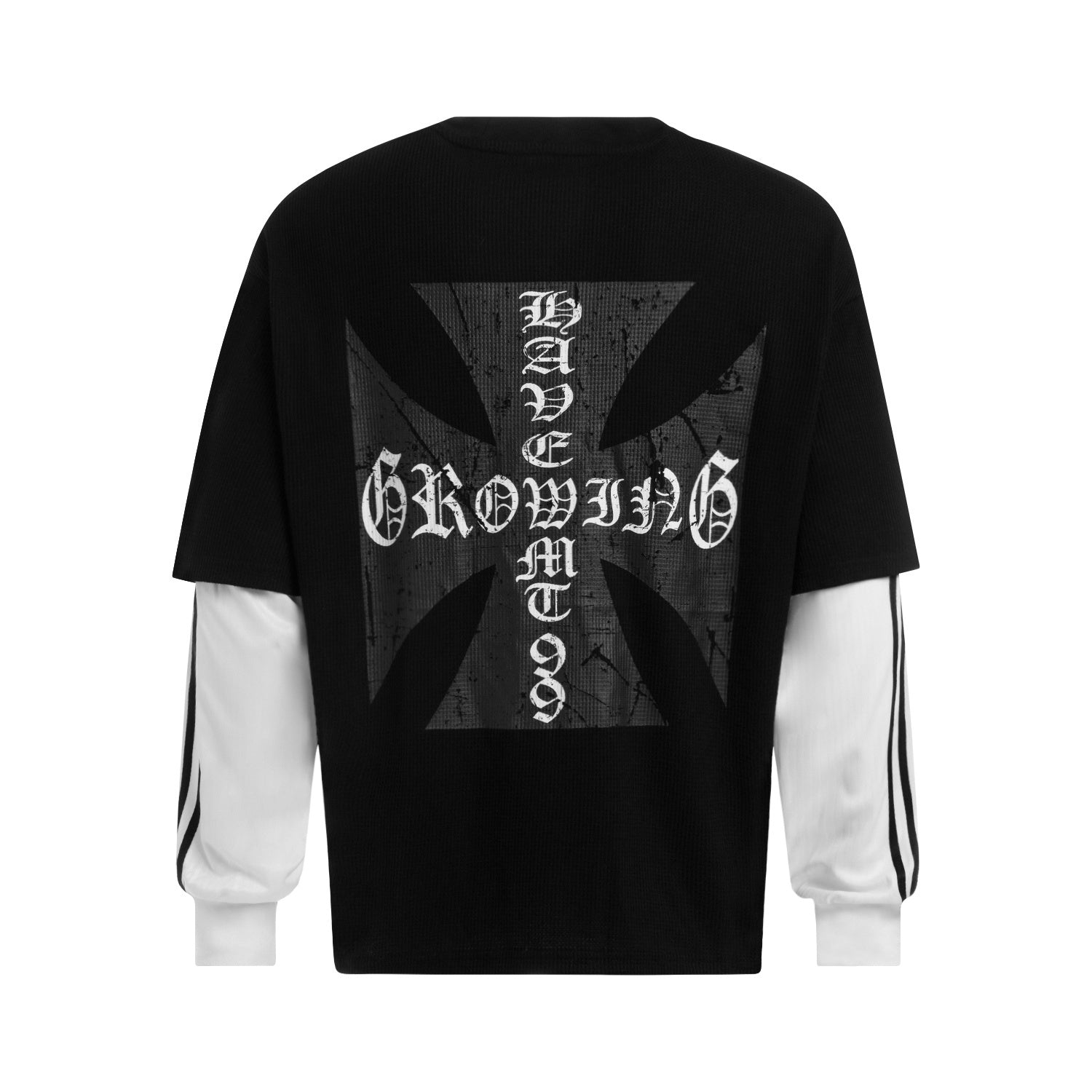 STARRVAINT Layered Gothic Cross Long Sleeve Tee