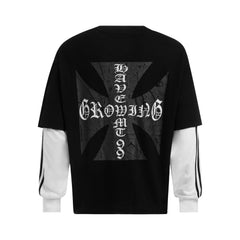 STARRVAINT Layered Gothic Cross Long Sleeve Tee