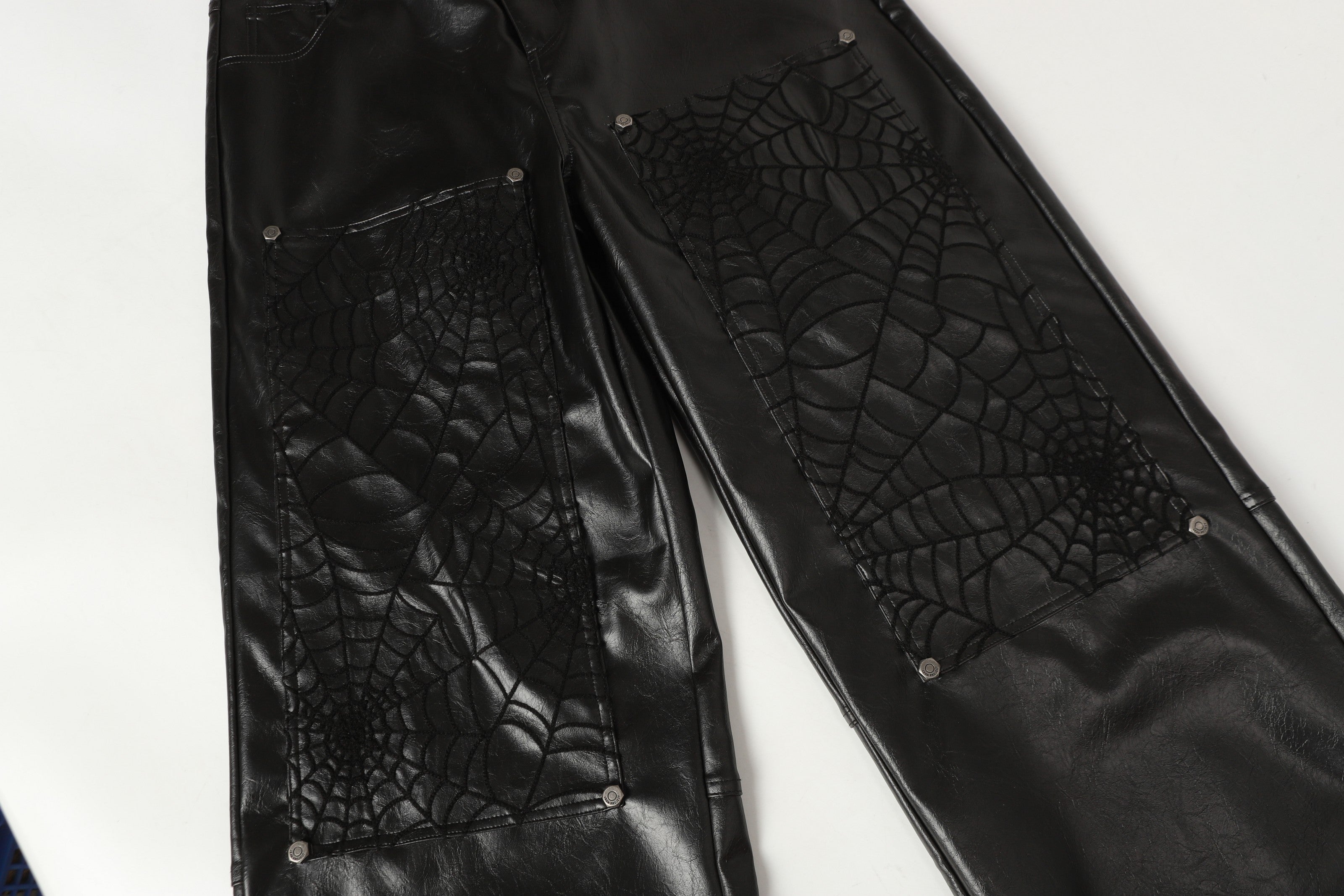 STARRVAINT Web Embossed PU Wide-Leg Pants