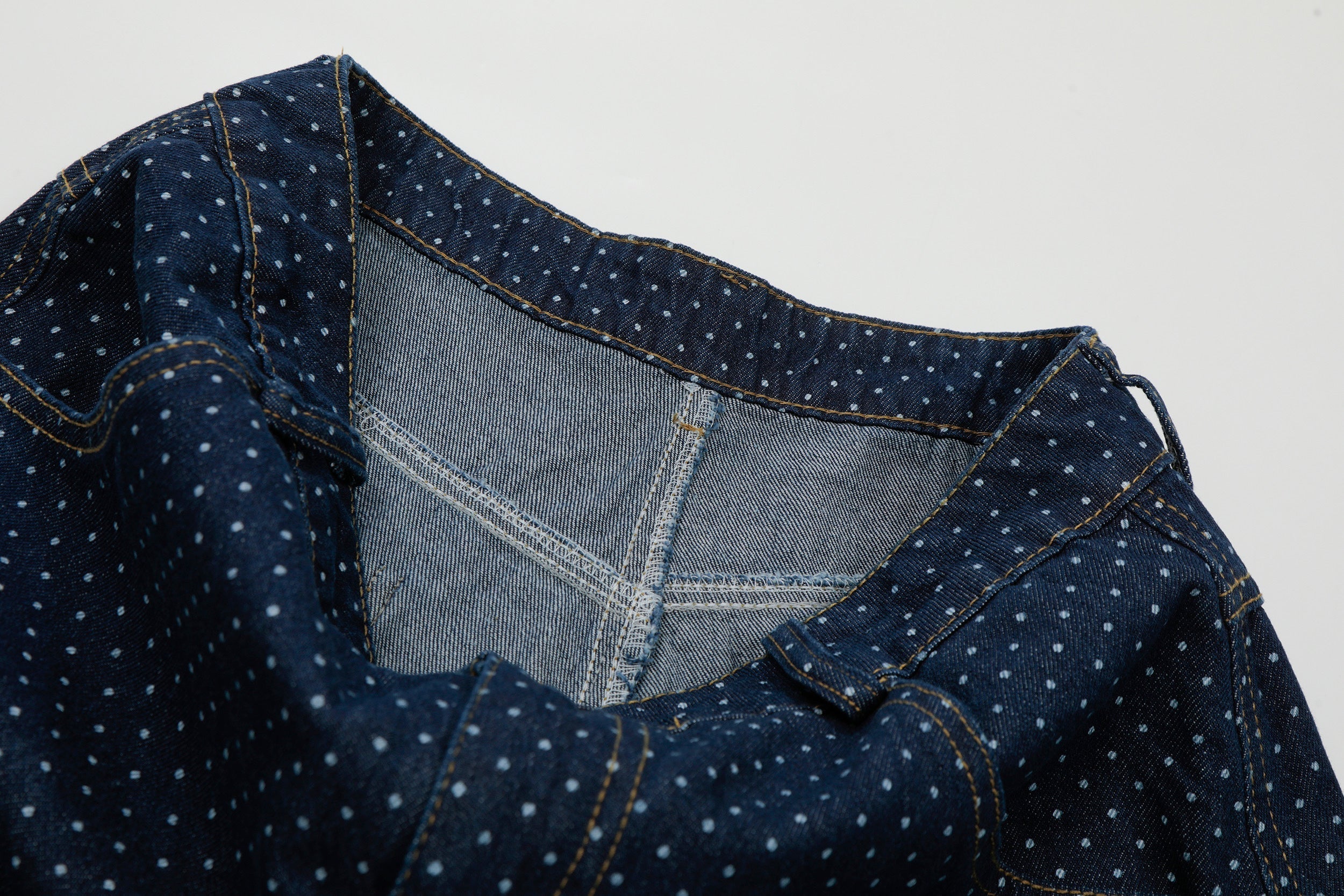 STARRVAINT Polka Dot Denim Cargo Shorts
