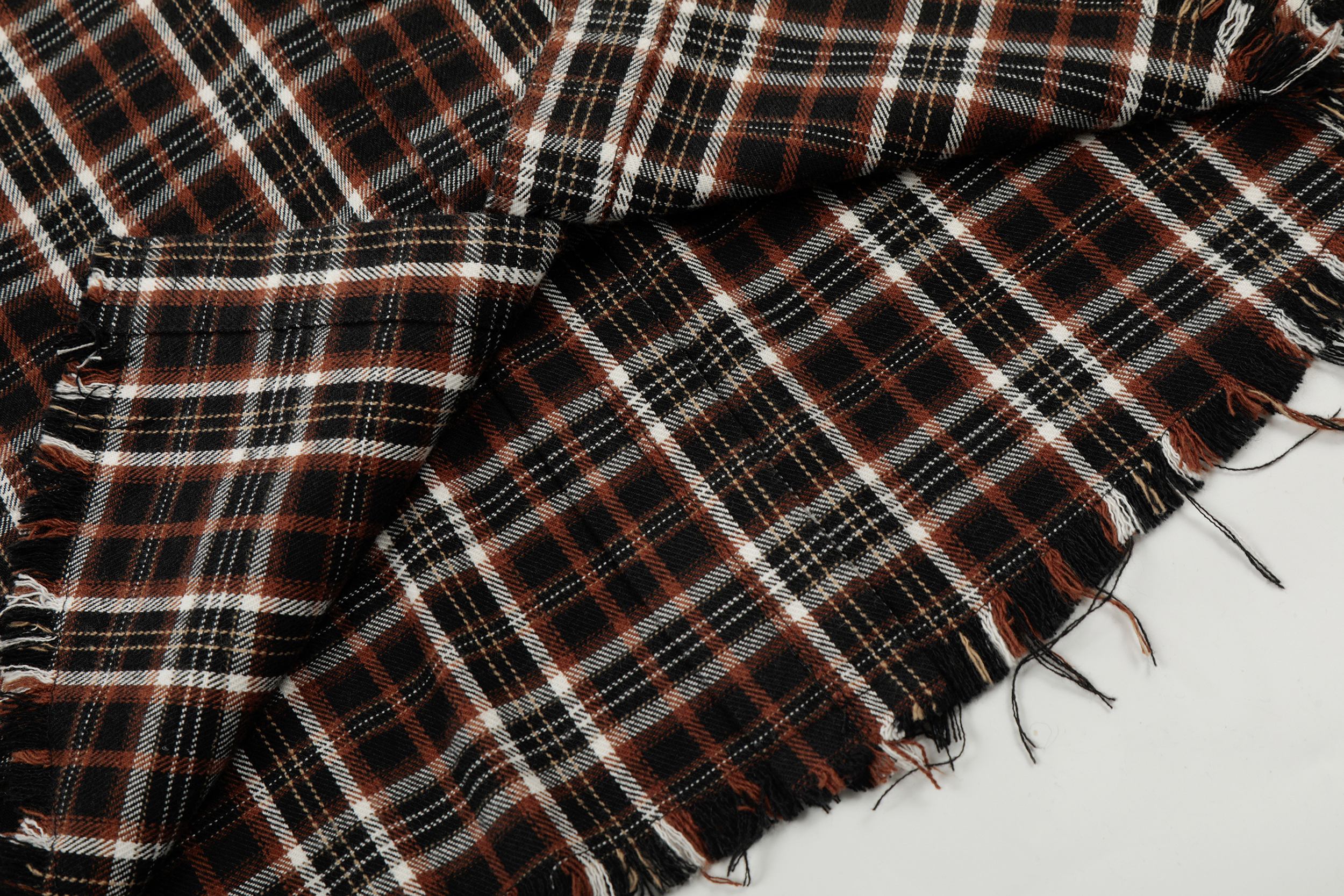 STARRVAINT “Distressed Plaid Short Sleeve Shirt”