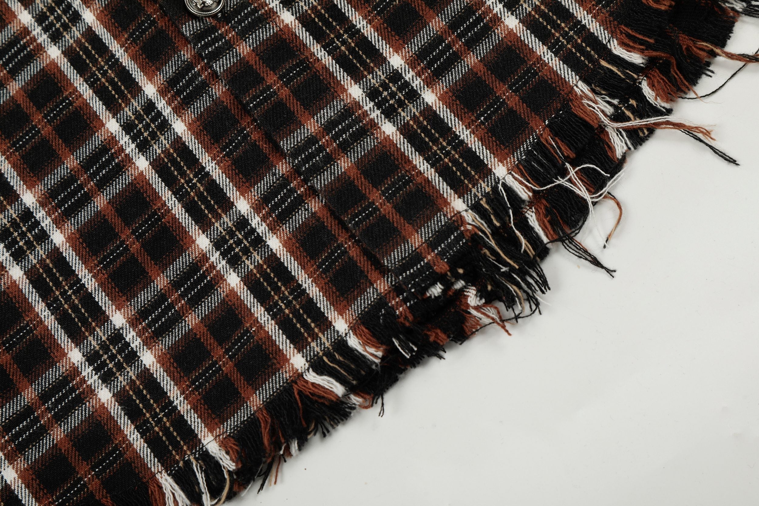 STARRVAINT “Distressed Plaid Short Sleeve Shirt”