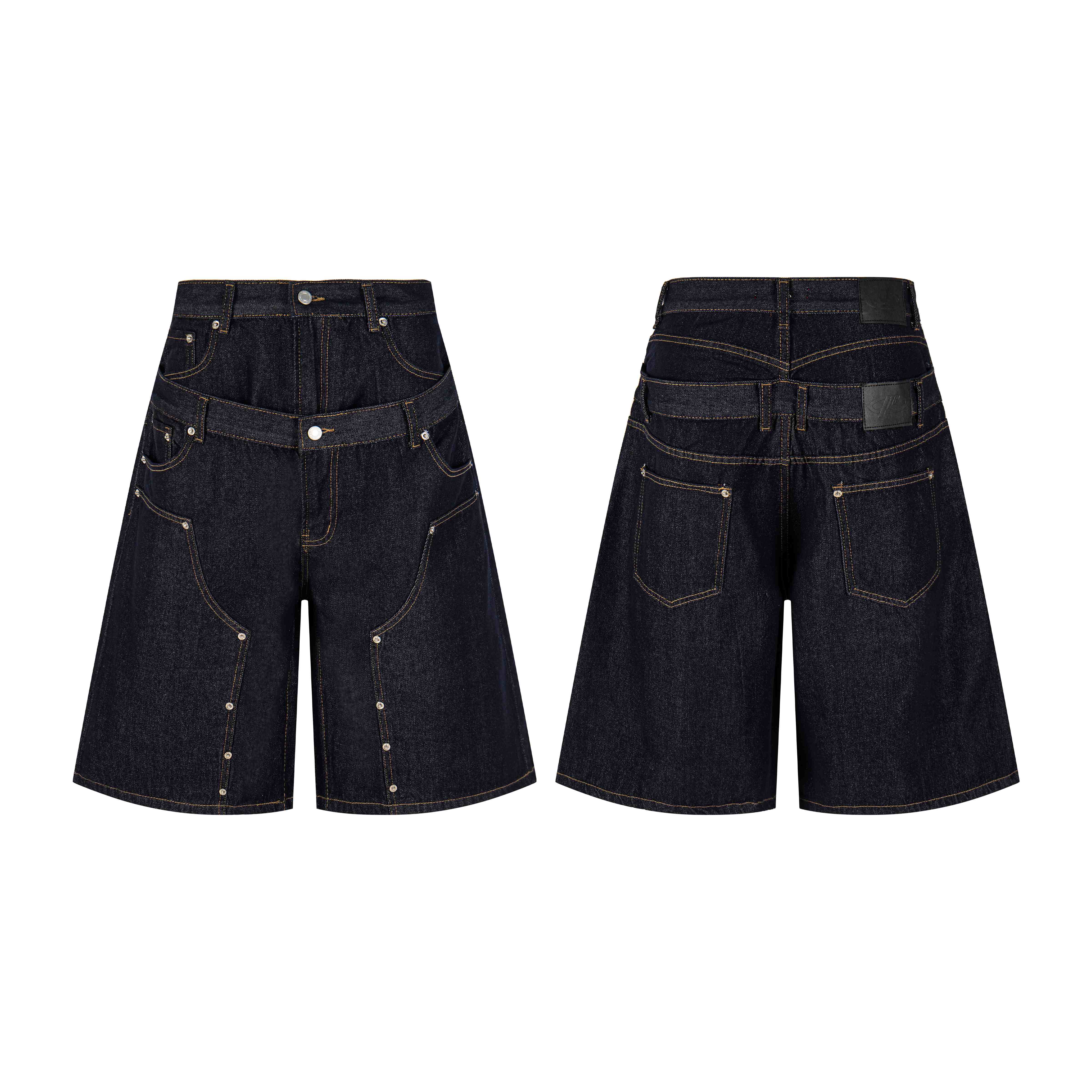 STARRVAINT “Double Waist Panel Denim Shorts”