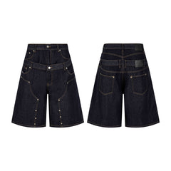 STARRVAINT “Double Waist Panel Denim Shorts”