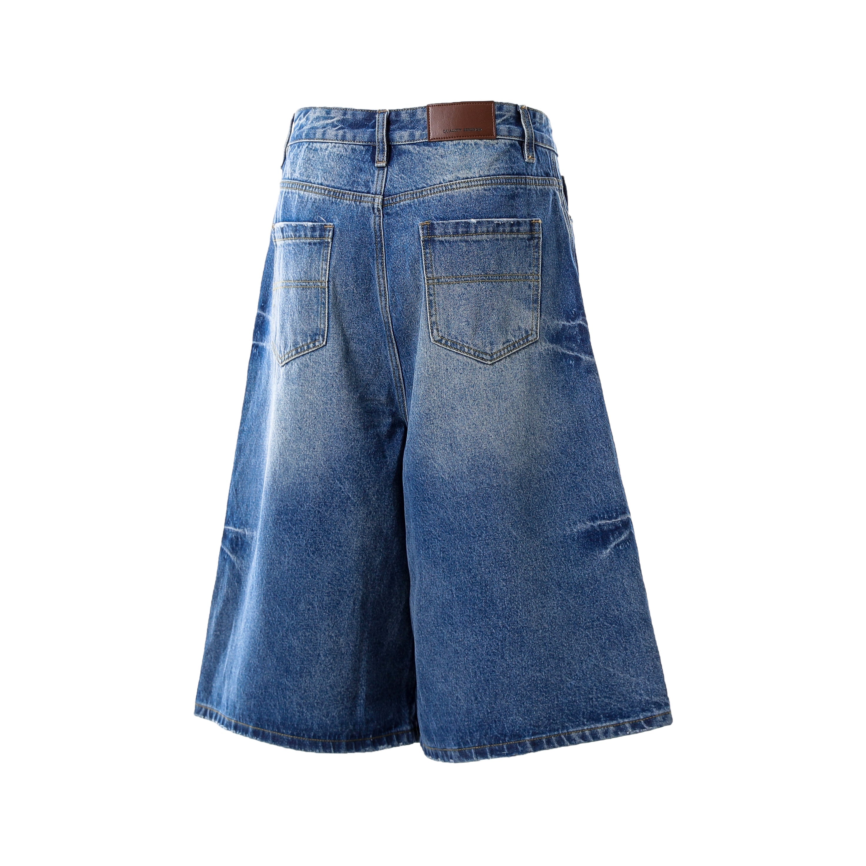 STARRVAINT Vintage Wash Wide-Leg Denim Shorts