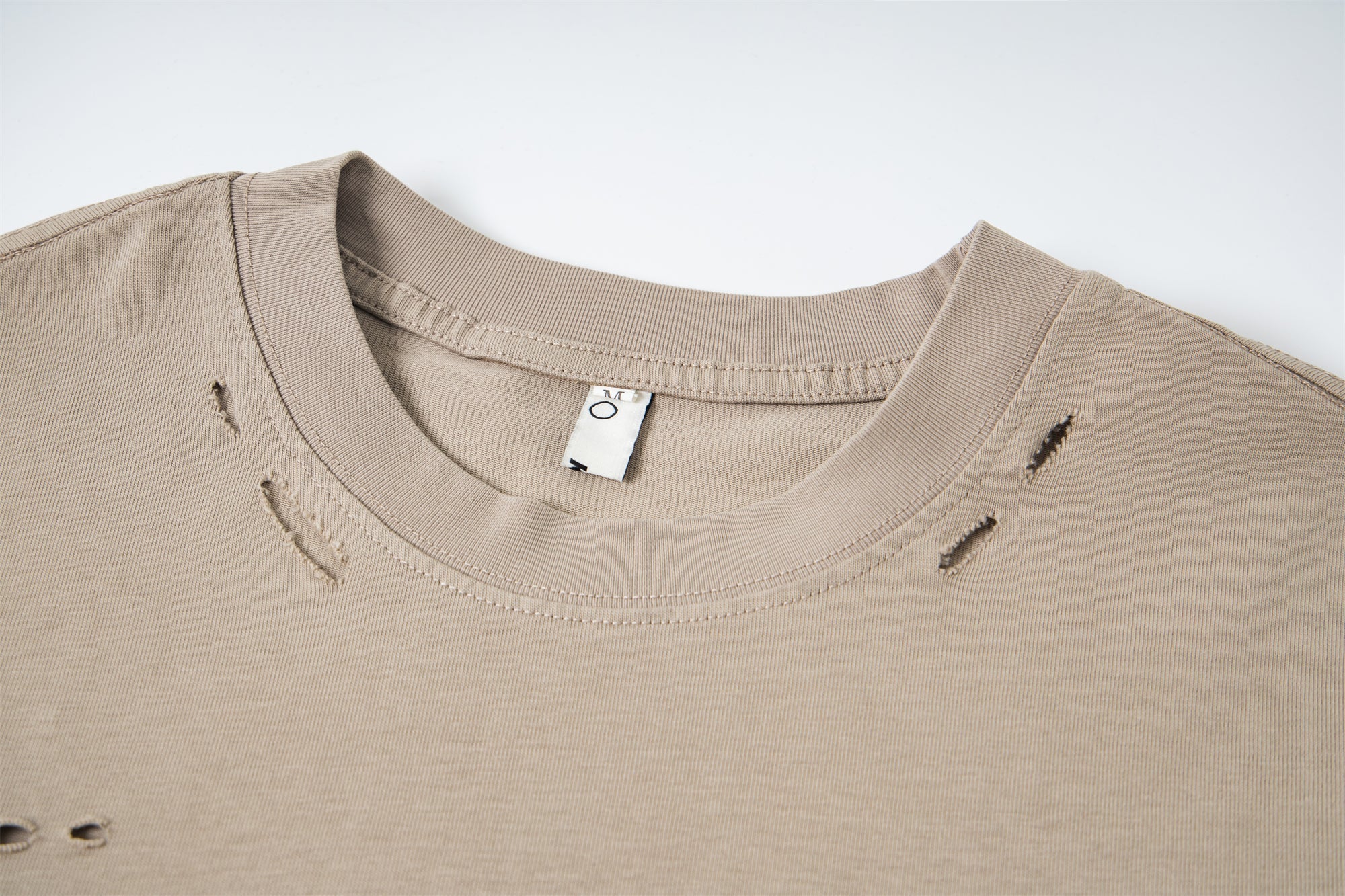 STARRVAINT Layered Camo-Sleeve Distressed Graphic Tee